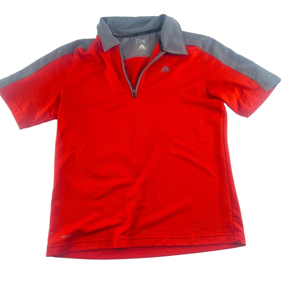 Nike ACG Polo Shirt Mens Small Orange Dri-Fit 1/4 Zip Golf‎ Short Sleeve Golfing